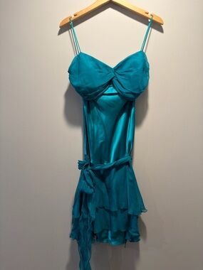 Nicole Bakti Teal Chiffon Dress